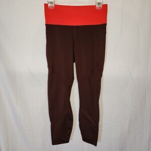Athleta Womens Medium Tenacity 7/8 Powerlift Leggings Burgundy Orange